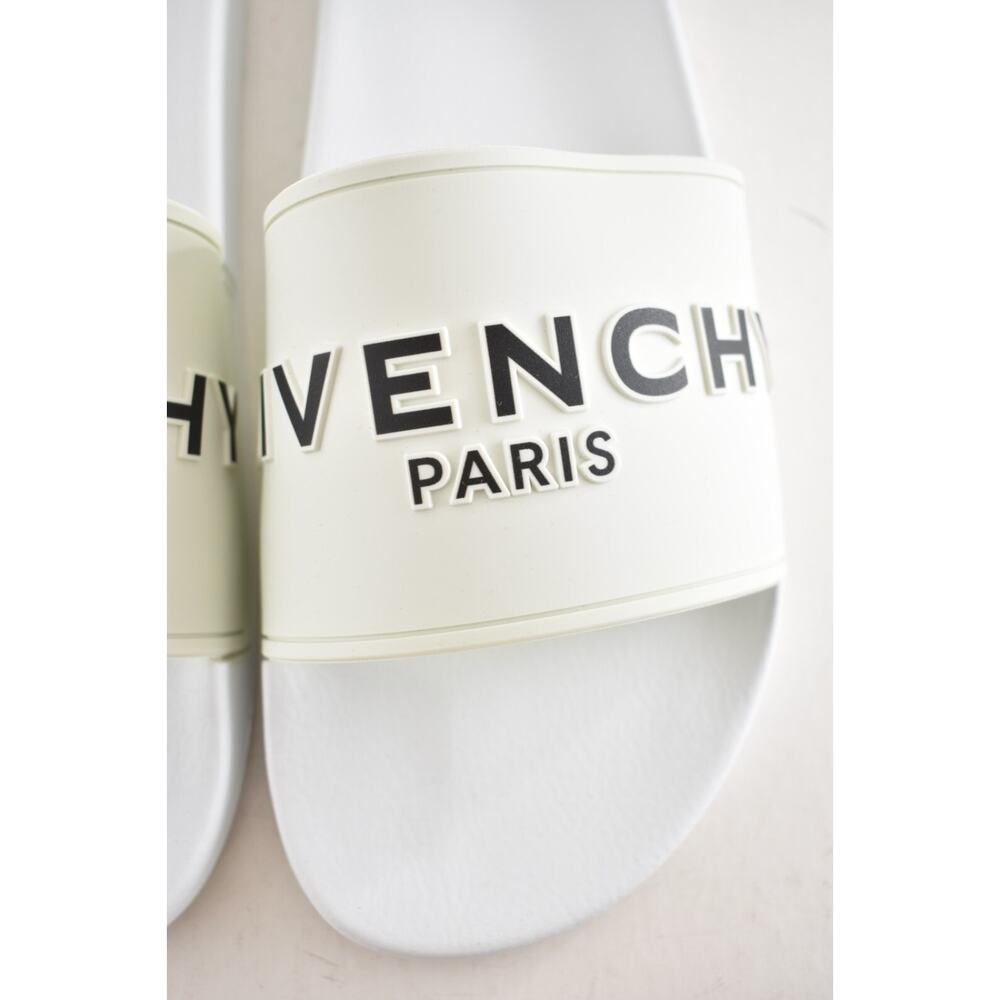 Givenchy Mens Pool Flat White Black Logo Rubber Beach Sandal Slide Slip On 45 12 - Picture 12 of 16